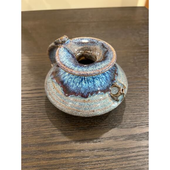 SIGNED RIES ? HANDMADE STUDIO POTTERY JUN INSPIRED GLAZE - Picture 1 of 6